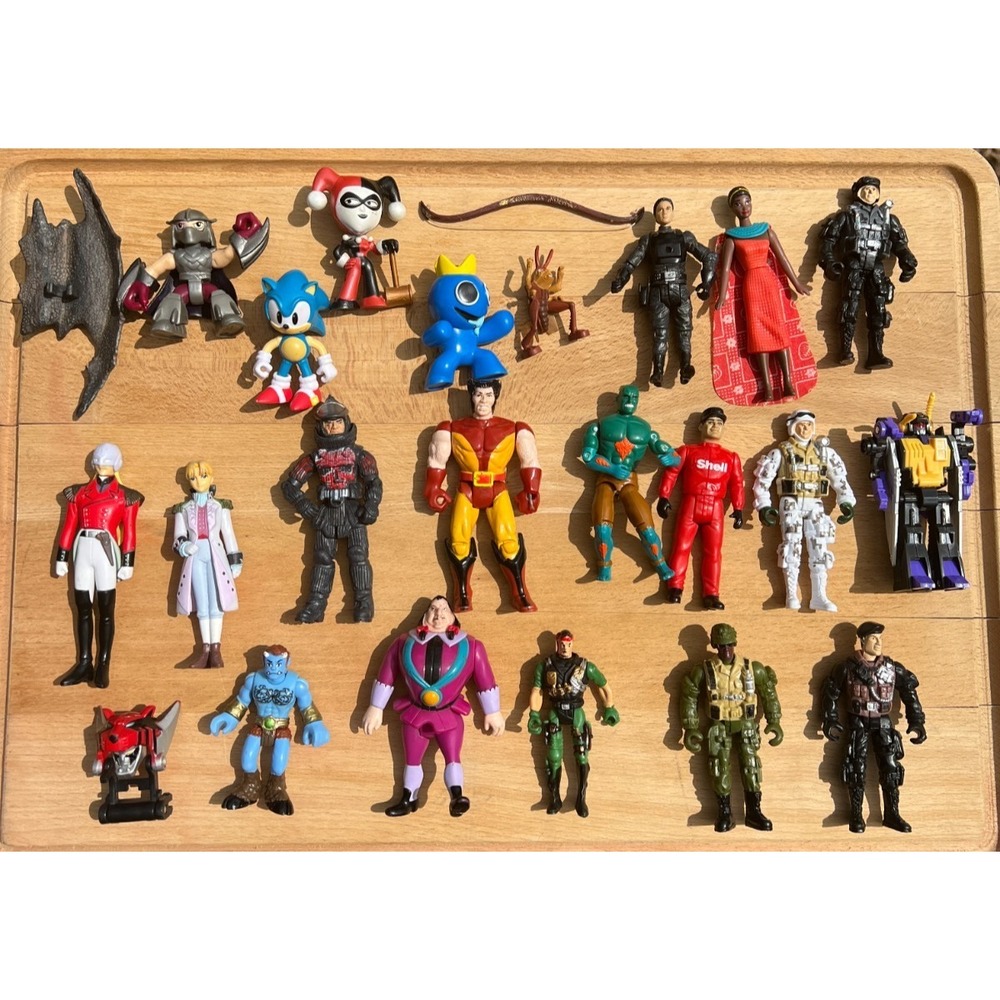 Lot of 23 Mixed Action Figures Marvel G.I. Joe Sonic Harley Shredder Vintage